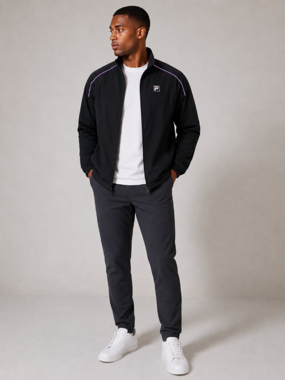 FILA Adrenaline Performance Jacket Black Lavender Track Jacket Men M NWT